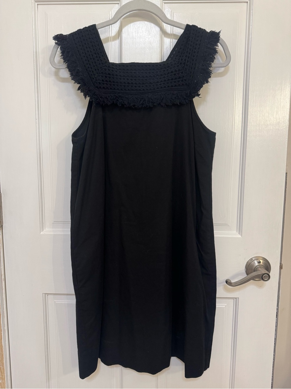 Black Fringe Square-Neck Shift Dress - Women